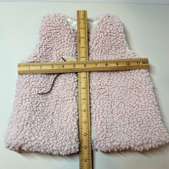 Vignette 12-28 Months Pink Sherpa Vest Tassel Pom Faux Fur Toddler Girl Gingham - Picture 7 of 7